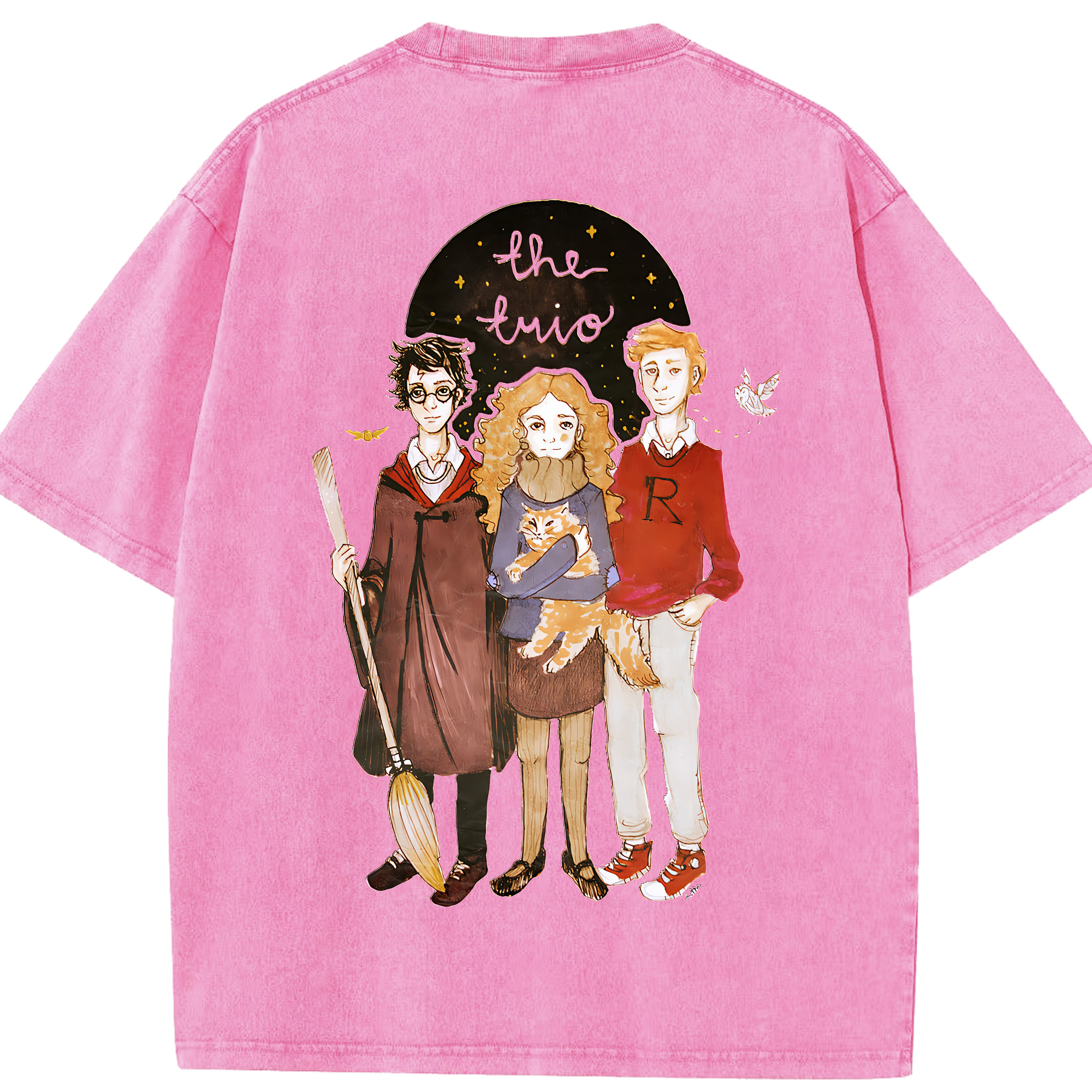 （画像用） Harry Potter ハリー・ポッターシリーズ 綿100% ヴィンテージ風 半袖Tシャツ（背面プリント）